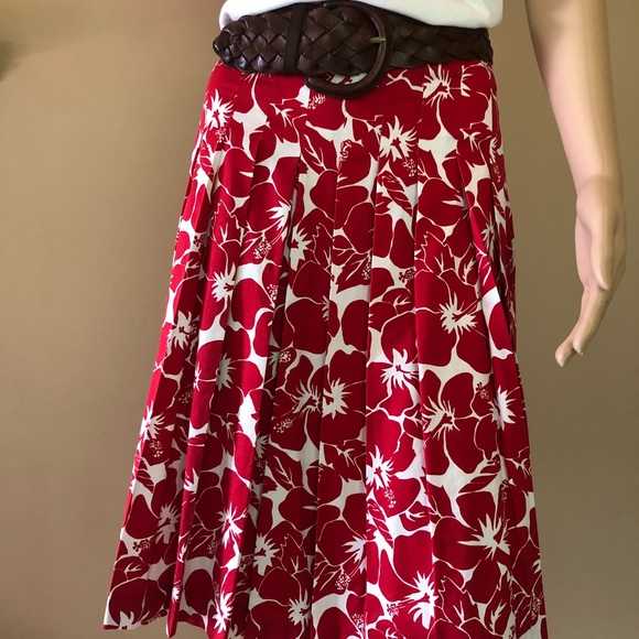 Talbots Dresses & Skirts - Talbots Red/white hibiscus skirt